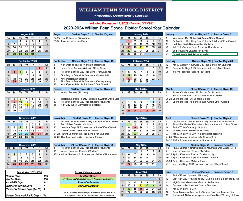 District Calendar - WPSD